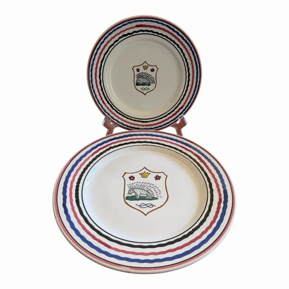 RARE Vintage Grazia-Deruta Italy Istrice Dinner & Salad Plate Set Handmade